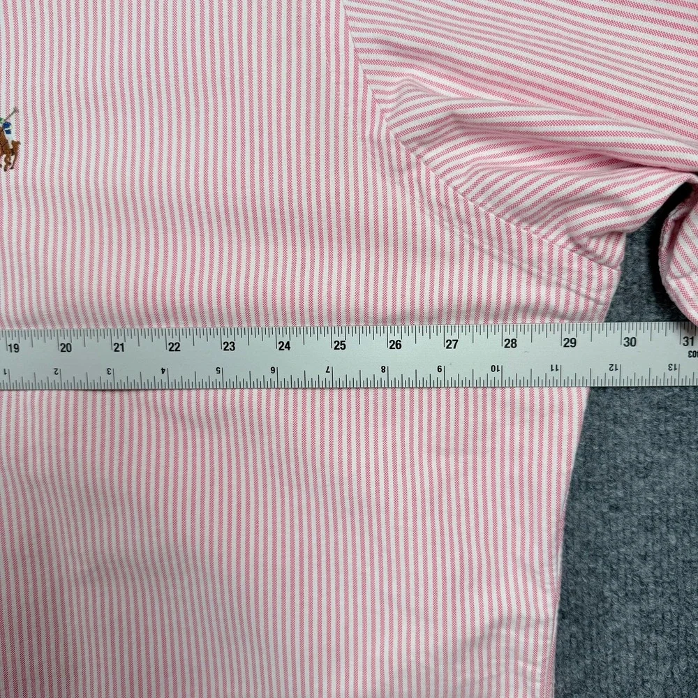 Ralph Lauren Button Down Shirt XXL Pink Pinstripe Short Sleeve Classic Fit